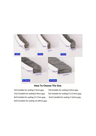 Chuangyinshop Beyaz 7x8mm Ses Yalıtım Kapı Pencere Kendinden Yapışkanlı Conta Şeridi Beyaz