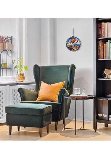 30 Cm Çap - Kapadokya Ve Balon Vitray Görünümlü Cam Duvar Süsü