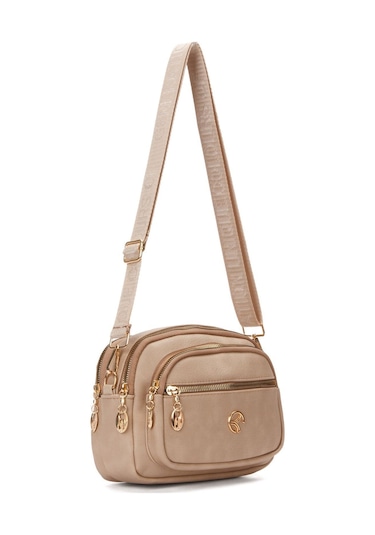 Kadın Çapraz Askılı Yumuşak Dokulu Günlük Omuz Çantası Vizon