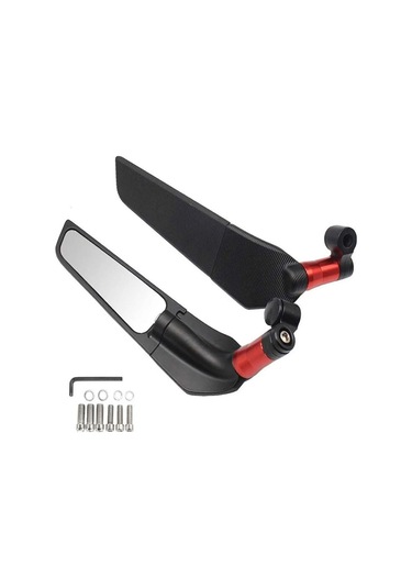 Motosiklet Gidon Kanat Ayna Unıversal Model 360 Derece Dönebilen Motor Gidon Kanat Ayna Kırmızı