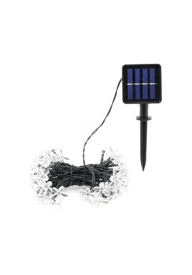 Çiçek Desenli Solar Aydınlatma-30 Ledli Güneş Enerjili 2 Fonksiyonlu Günışığı Sarı Bahçe Led Siyah