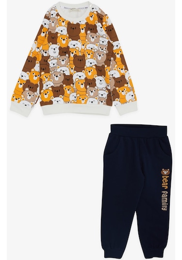 Breeze Erkek Bebek Eşofman Takım Sevimli Ayıcıklar Desenli 9 Ay - 3 Yaş Karışık Renk Çok Renkli