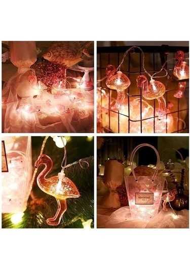 Buffer 10lu Pilli Led Flamingo Dekoratif Işık Zinciri Aydınlatma 1,5 Mt Renk