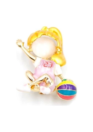 Sporcu Broş - Pembe Çok Renkli