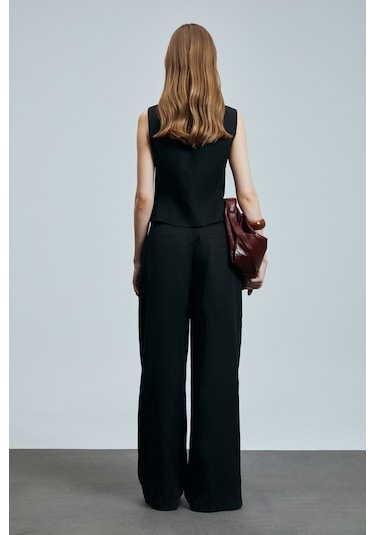 Lufian Asıa Kadın Lyocell Karışımlı Keten Pantolon Siyah Siyah 121190020100100 Siyah