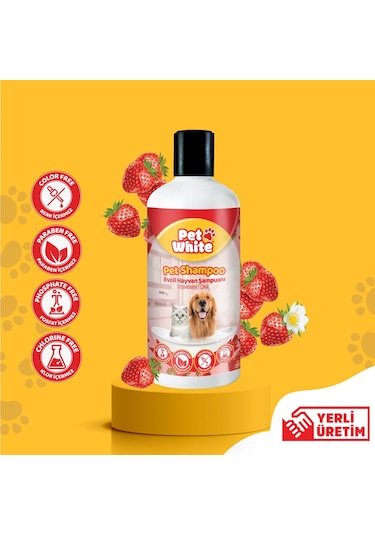 Pet White Kedi Köpek Evcil Hayvan Şampuanı Çilek Kokulu 500 ML