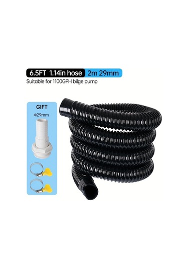 Willowhaven Premium 6.5ft Sintine Pompa Hortumu 29mm Gri Su Hortumu Kıvrımsız