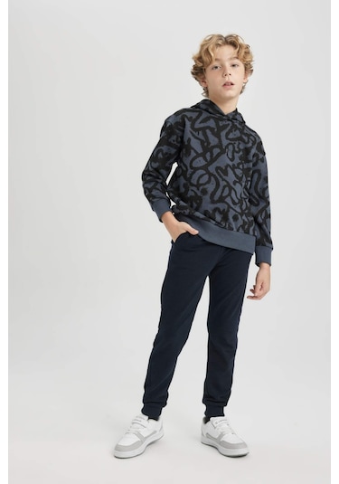 DeFacto Erkek Çocuk Oversize Geniş Kalıp Desenli Kapüşonlu Sweatshirt C0355A823CWAR153 DeFacto Erkek Çocuk Oversize Geniş Kalıp Desenli Kapüşonlu Sweatshirt C0355A823CWAR153