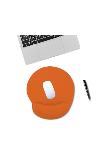 Turuncu Bilek Destekli Ergonomik Jel Kaymaz Taban Mouse Pad
