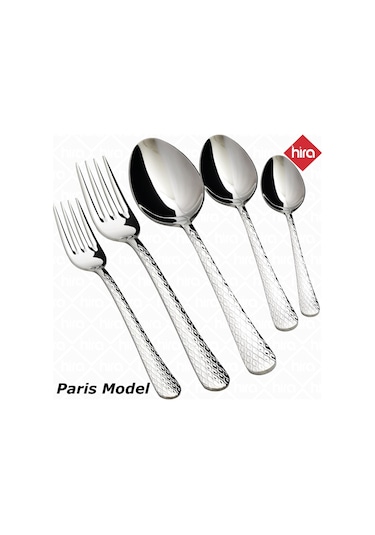 Hira Paris Paslanmaz Çelik 30 Parça Çatal Kaşık Kutulu Set Gümüş