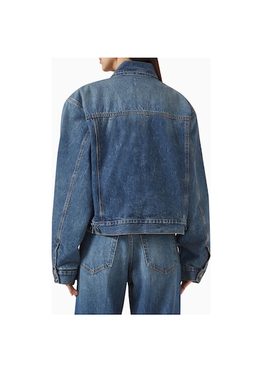 Haikure Renee Boxy Denim Ceket, Oversize Modern Kadın Jean Ceket Mavi