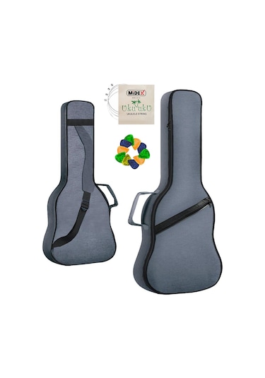 Midex CS-24 Concert Ukulele Çantası Gigbag Soft Case Kılıf (10 Pena ve Takım Tel Hediye)