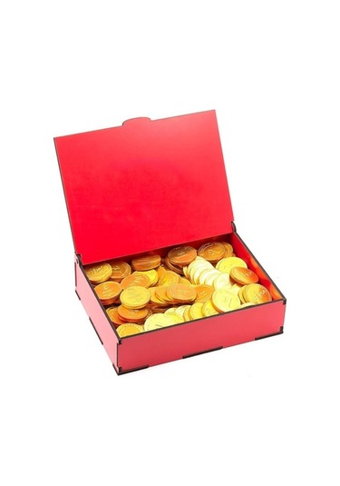 Sevdiklerinize Özel Kırmızı Ahşap Hediye Kutusunda Para Çikolata (548918014)