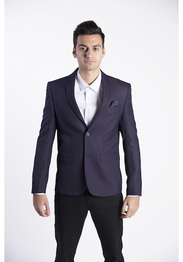 Sposo G-207 Dar Kalıp Desenli Mor Erkek Blazer Ceket Mor