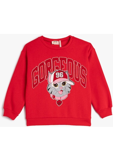 Koton Kız Çocuk Sweatshirt Kırmızı 4wkg10126ak 24ky59002099 Y5909 Kırmızı