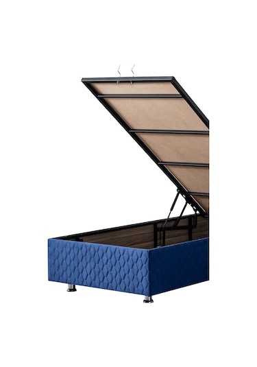 Setaymobilya Diego Tek Kişilik Lacivert Baza + Başlık + Deluxe Ortopedik Yatak