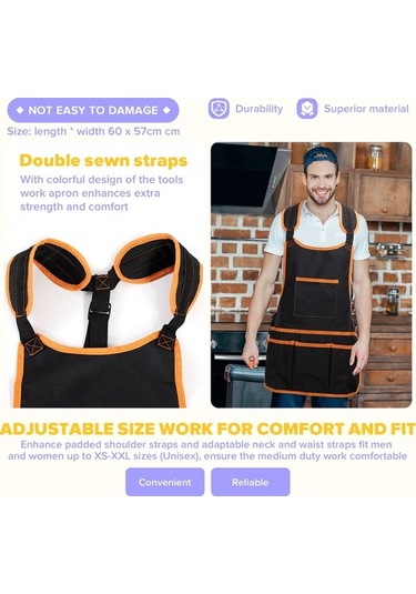 Ulzyvf Yelek Ve Ve Turuncu Siyah Önlüğü Kemer Kadınlar İçin Erkekler Cebi Ayarlanabilir Alet Alet 16 Wm Siyah - Turuncu