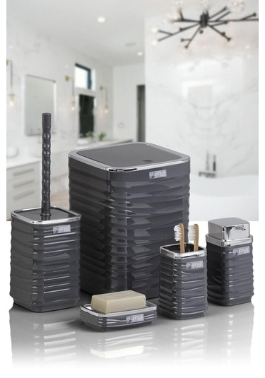Luna 5li Banyo Set. Krom-antrasit Gri