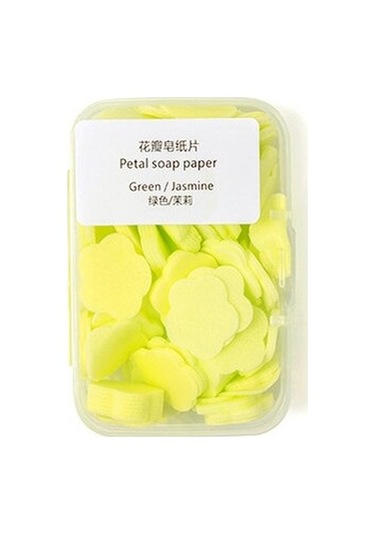 Green-100 Adet/kutu Taşınabilir Sabun Kağıt Banyo El Yıkama Tek Kullanımlık Sabun Dilim Mini Çiçek Seyahat Kokulu Petal El Yıkama Sabunu