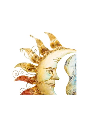 Homyl Metal Güneş Ay Duvar Sanatı Oturma Odası Bahçe Veranda 30cm