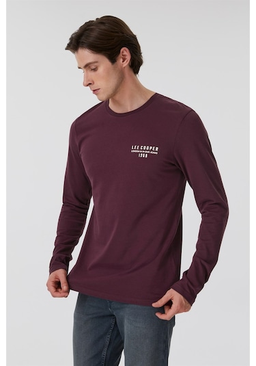 Lee Cooper Renzo Erkek O Yaka Uzun Kol T-Shirt Bordo-15360 Bordo