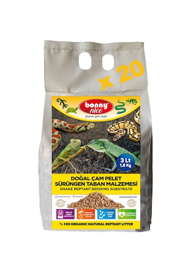 Bonny Nice Doğal Çam Pellet Sürüngen Taban Malzemesi 3 l x 20 Pk