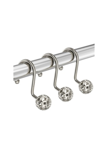 12 Adet Duş Perdesi Kancaları, Metal Dekoratif Duş Perdesi Kancaları Paslanmaz, Duş Perdesi Astarı İçin Nikel Duş Kancaları Gümüş