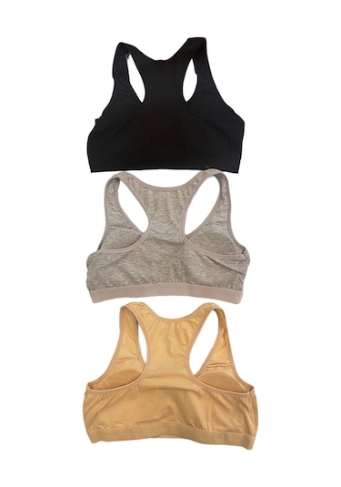 underwear bodyway 3'lü Pedli Kadın Sporcu Büstiyer 90-95 Ten Rengi - Siyah - Gri