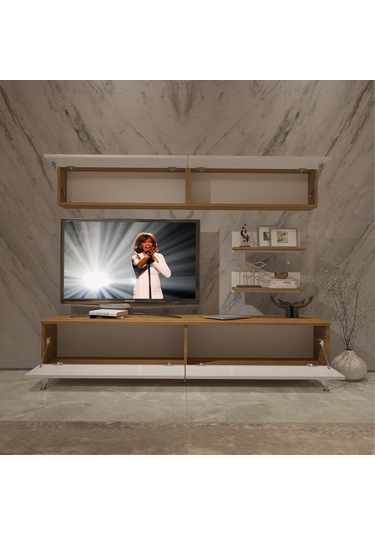 Decoraktiv Eko 5 Mdf Std Gold Tv Ünitesi Tv Sehpası Pera - Beyaz