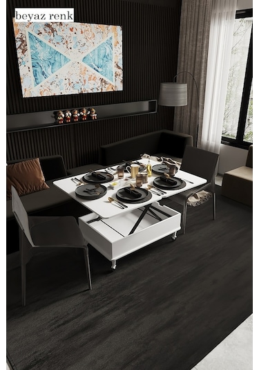 Kolexonline Nino Akıllı Sehpa Tekerli Ayaklı Çekmeceli