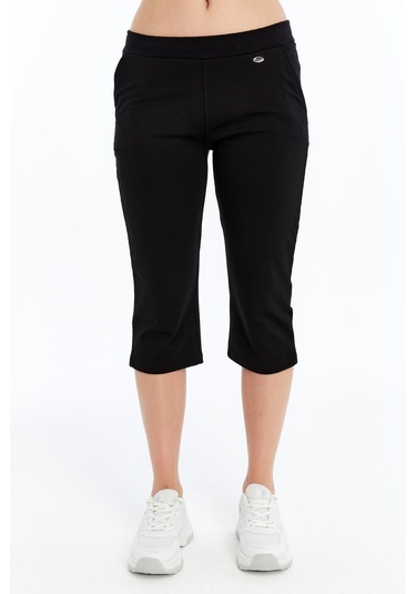 Axxel Kadın Kapri Siyah Büyük Beden Eşofman Altı K-225 Siyah