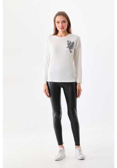 Sistas Kadın İşleme Detaylı Uzun Kol Bluz 23640 Ekru