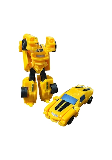 Super Warrior Mini Plastik Gövdeli Dönüşebilen Robot Araba 7.5 Cm Sarı