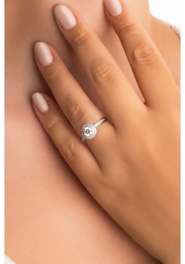 Işıltılı Mozanit 18 Ayar Beyaz Altın Kaplama Ayarlanabilir Gümüş Yüzük Beyaz