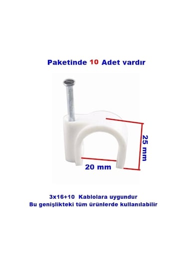 Beton Çivili Kablo Tutturma Kroşe No:8 10 Lu Paket