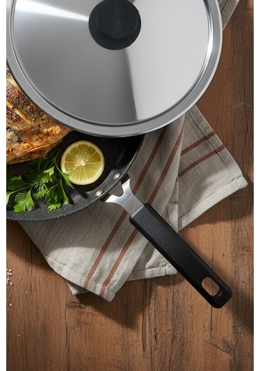 Bernardo Wave 32cm Granit Balık Tavası Siyah