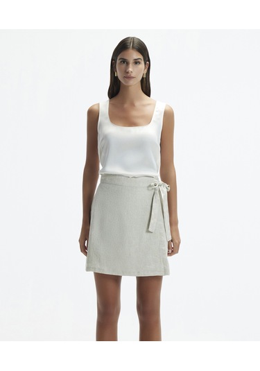 Yargıcı Kruvaze Kapama Düz Kesim Kısa Etek Ham Çok Renkli