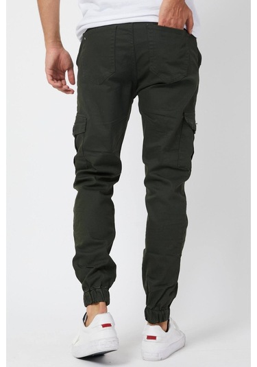Erkek Su Yeşili Renk Jogger Paçası Beli Lastikli Pantolon Haki