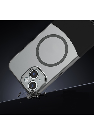 Mobilefix Iphone Uyumlu 15 Kılıf M-safe Şarj Özellikli Mıknatıslı Duble Kapak - Gri Gri