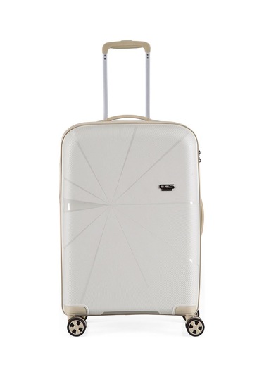 Ççs 5264 Polipropilen Orta Boy Valiz Beyaz-bej Beyaz - Bej