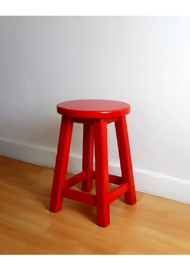 Ahşap Tabure 40 Cm / Arbrestore Kırmızı