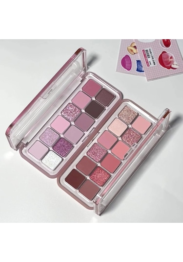12 Renk Göz Farı Paleti Düşük Doymuş Toprak Pembe Mor Göz Farı Glitter 10 01