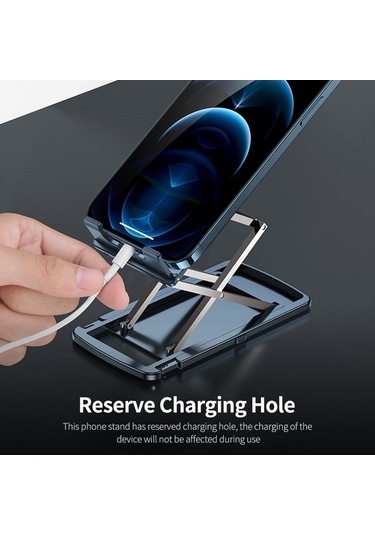 Novahub Moderne Ayarlanabilir Alüminyum Telefon Tablet Standı - Katlanabilir, Taşınabilir, Gümüş/mavi, 11.7x7.2x1.1 Cm, Hafif