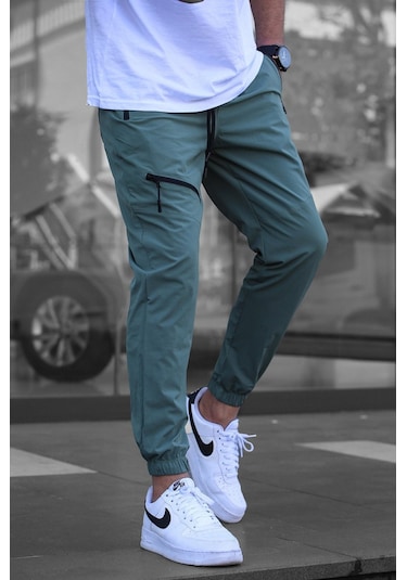 Madmext Mint Yeşili Fermuar Detaylı Paraşüt Jogger Pantolon Mint Yeşili Mint