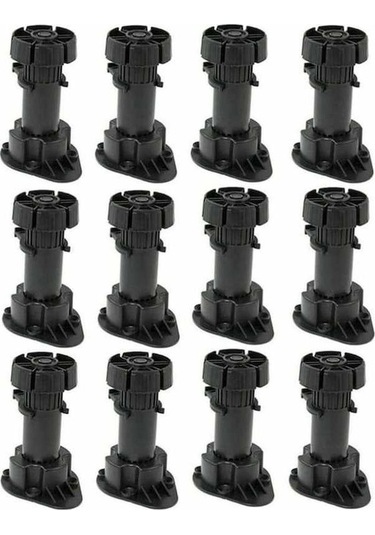 Novahub 12 Ayarlanabilir Dolap Ayakları Seti - 120-150mm Yükseklik, Plastik, Dayanıklı, Mobilya Ayağı Klipsli -