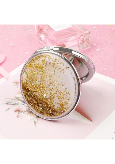 Suntek Yuvarlak Çift Taraflı Simli Makyaj Aynası Altın
