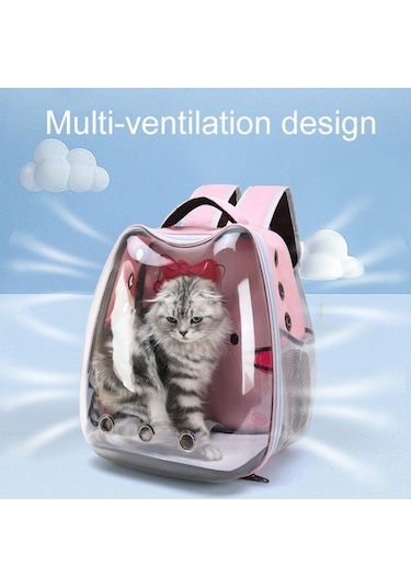 Dm Cbtx Karikatür Desenli Kedi Şeffaf Pet Çantası - Uzay Kapsülü Sırt Çantası, Mavi