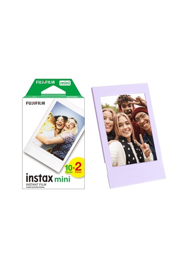 Instax Mini 12 Makine Uyumlu 20'li Film Ve Lila Fotoğraf Çerçevesi