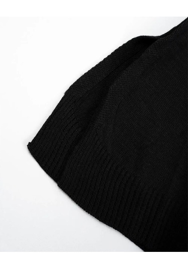 Kadın Siyah Luisvuitton Uzun Kollu Triko Elbise Siyah