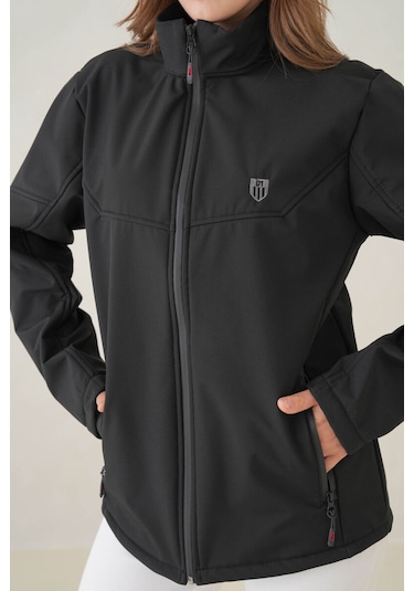 Su Ve Rüzgar Geçirmez İçi Polarlı Kadın Softjel Mont Siyah